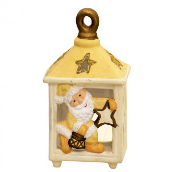 Коледен свещник с Дядо Коледа в жълто
