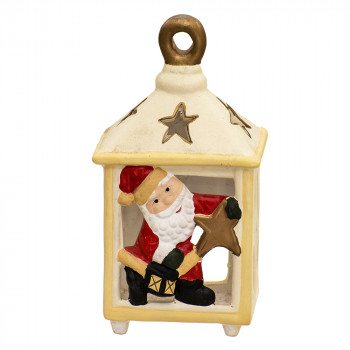 Коледен свещник с Дядо Коледа в червено