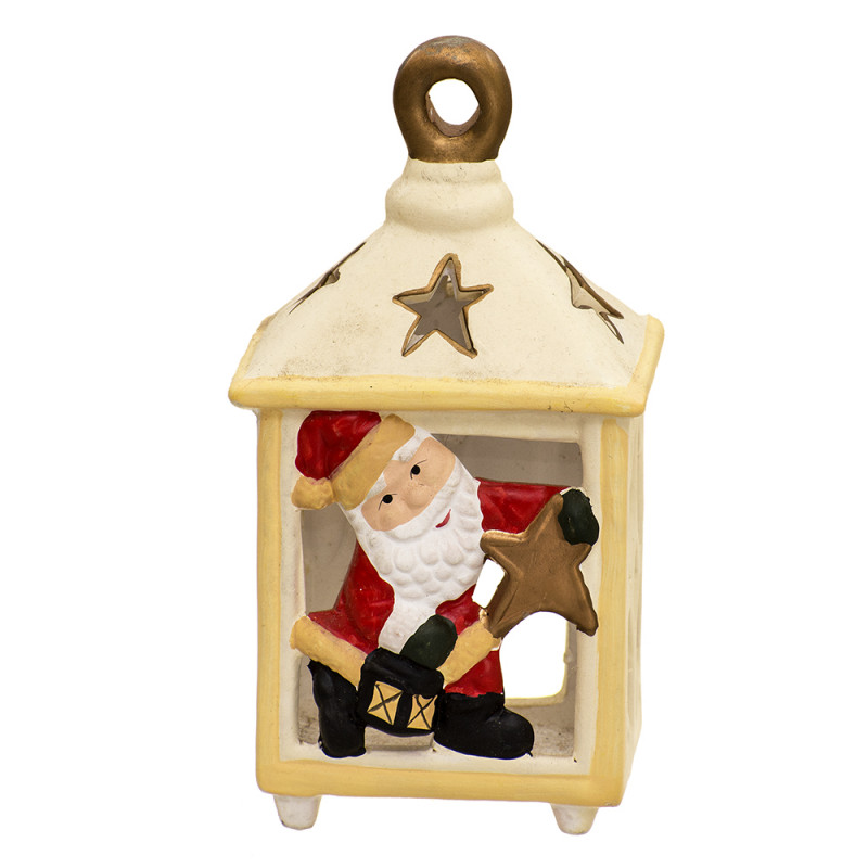 Коледен свещник с Дядо Коледа в червено