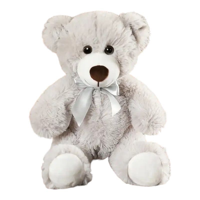Плюшено мече с панделка, сиво, 30 см