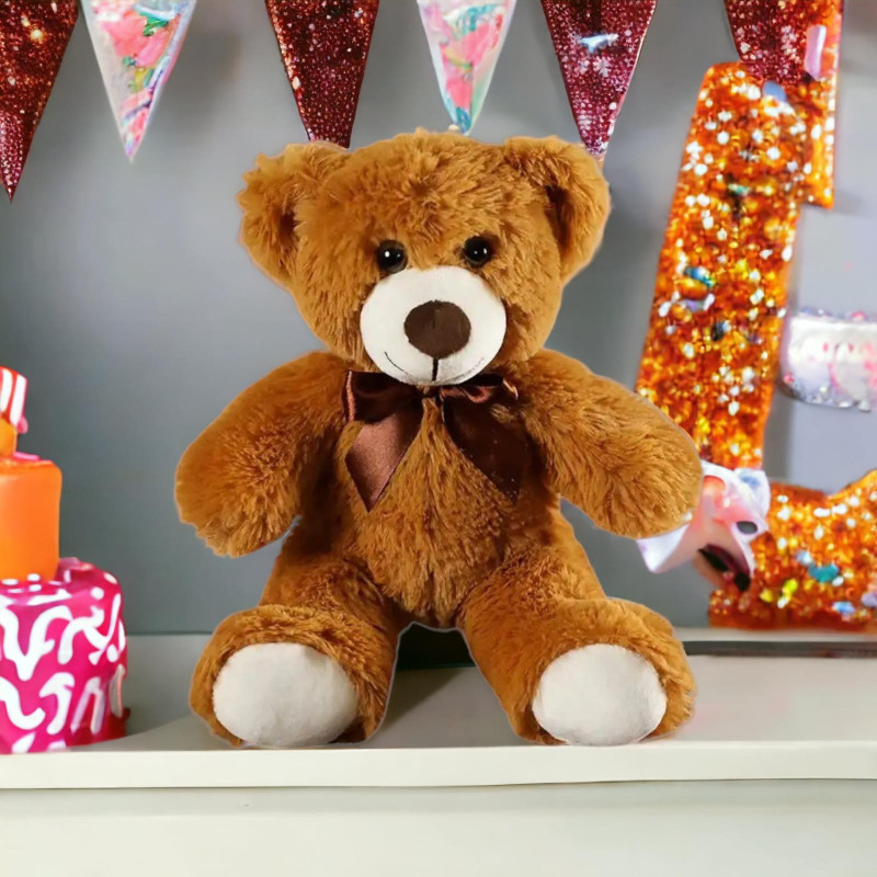 Плюшено мече с панделка, кафяво, 30 см