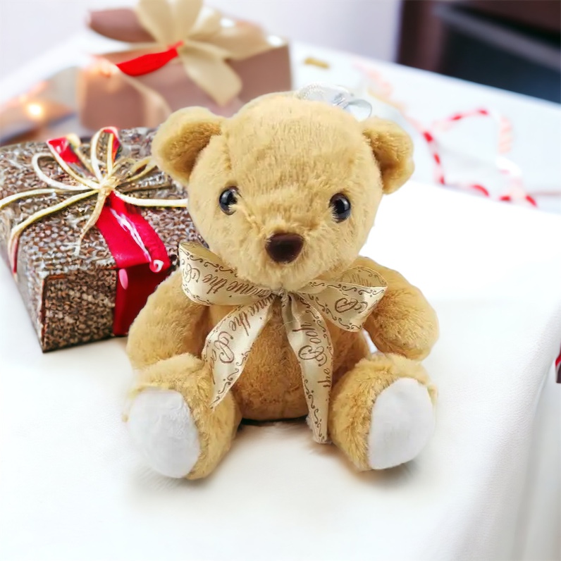 Плюшено мече с панделка, кафяво