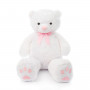 Плюшено мече гигант с розова панделка, бяло, 100 см