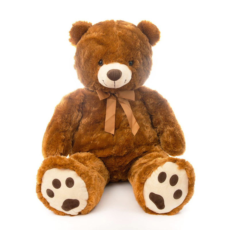 Плюшен мечок с кафяви лапички, тъмно кафяв, 90 см