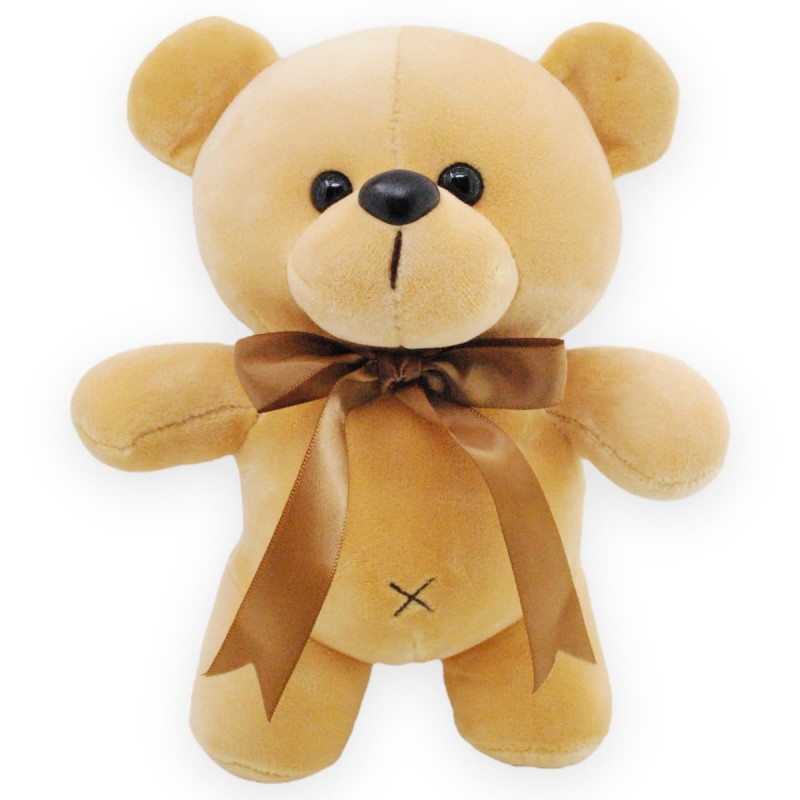 Плюшено мече със сатенена панделка, светло кафяво