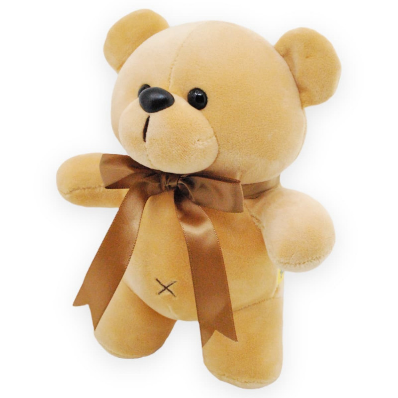 Плюшено мече със сатенена панделка, светло кафяво
