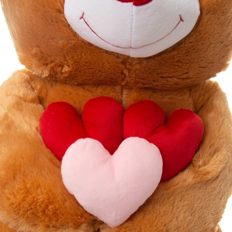 Плюшено мече, кафяво с три сърца 