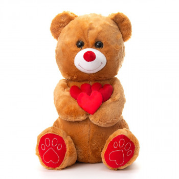 Плюшено мече с три сърца, 65 см