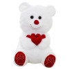 Плюшено мече с три сърца в бяло