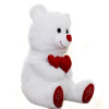 Плюшено мече с три сърца в бяло