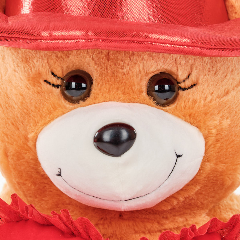 Плюшено мече лукс с капела и сърце, 45 см