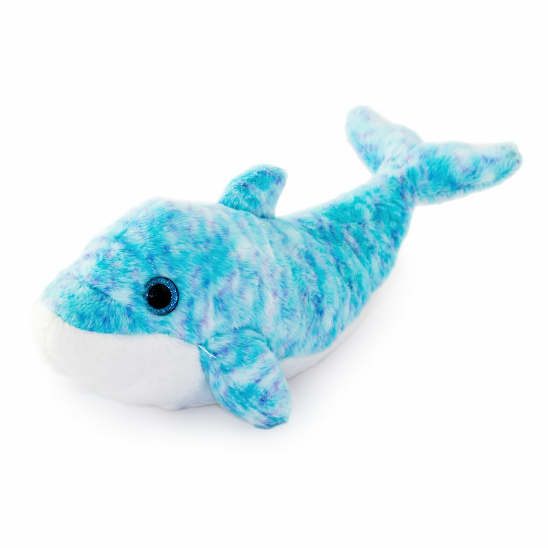 Плюшен делфин Сами със стъклени очи, син, 33 см