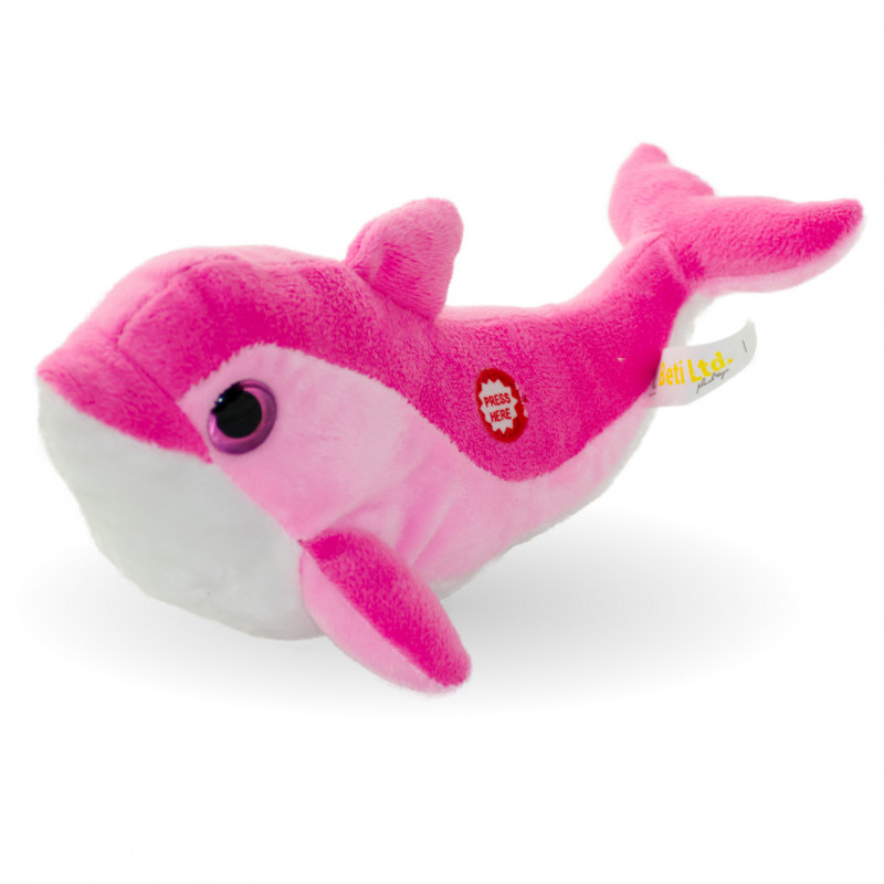 Плюшен делфин Поли със звук, розов, 37 см