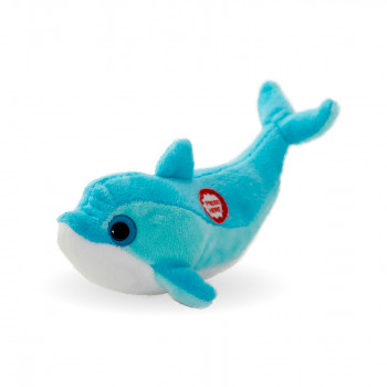 Плюшен делфин Попи със звук, син, 18 см
