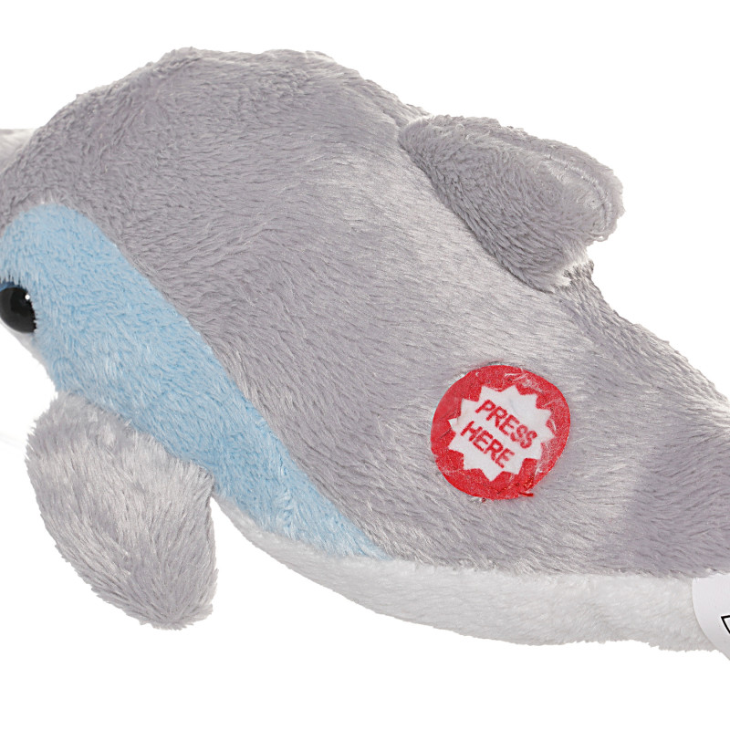 Плюшен делфин Али със звук, сив, 22 см