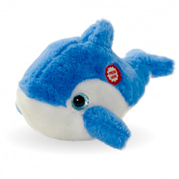 Плюшен делфин Оли със звук, син, 18 см