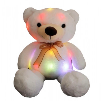 Плюшено мече с LED светлини, бяло, 65 см