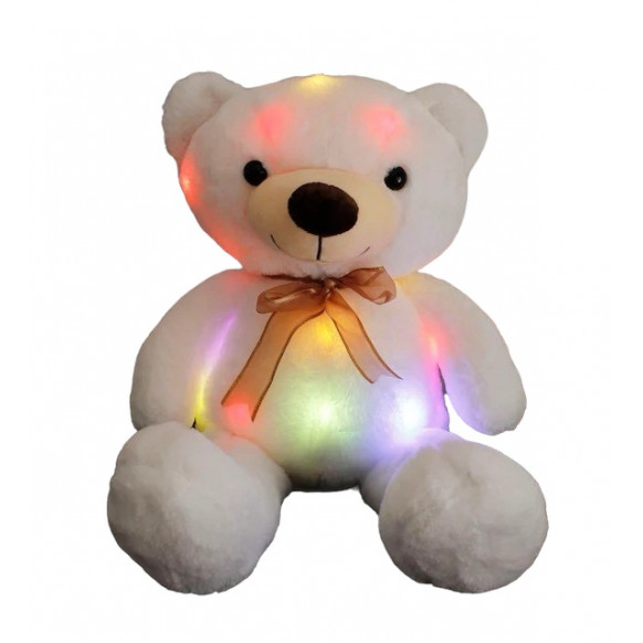 Плюшено мече с LED светлини, бяло, 65 см