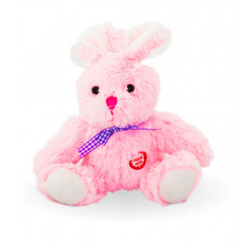 Плюшено зайче със звук, розово, 14 см