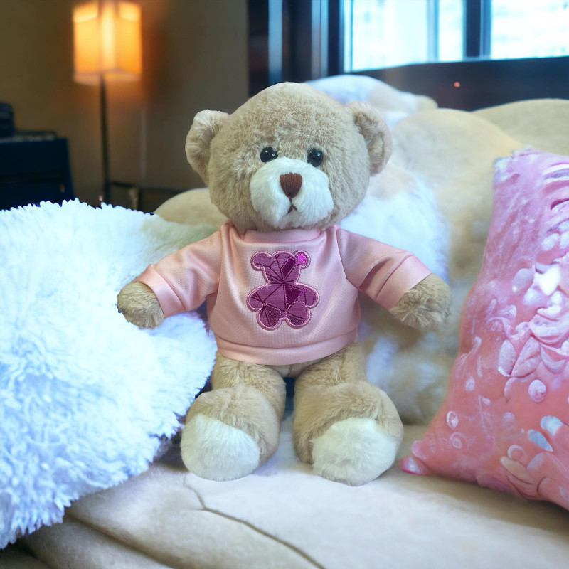 Плюшено мече с розова тениска