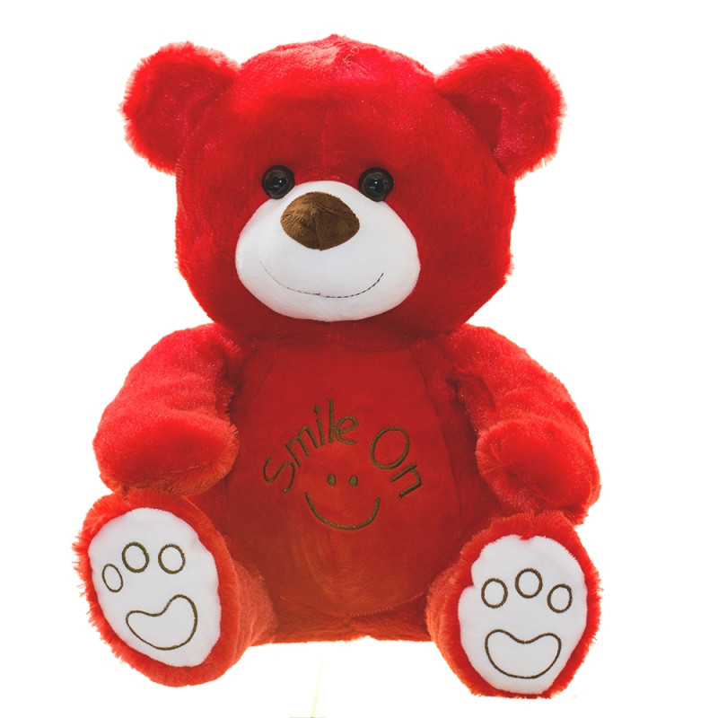 Плюшено мече Smile on, червено, 40 см