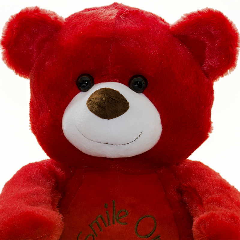 Плюшено мече Smile on с надписана панделка, червено, 40 см 