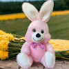 Плюшено зайче с папионка, розово, 45 см 