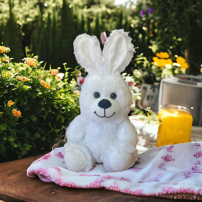 Плюшено зайче, бяло, 30 см