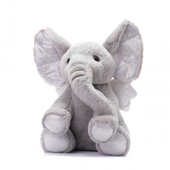 Плюшено слонче с ангелски криле в сиво
