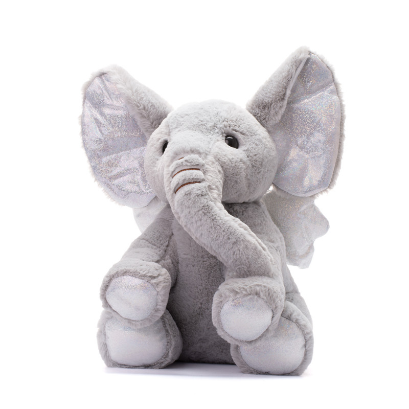 Плюшено слонче с ангелски криле в сиво