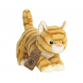 Плюшено коте на ивици Aurora Eco, оранжево, 15 см