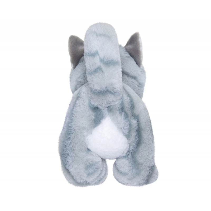 Плюшено коте на ивици Aurora Eco, сиво, 15 см