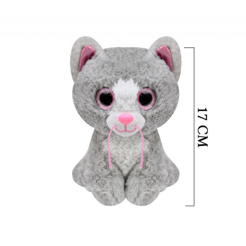 Плюшено коте Кити, сиво, 17 см