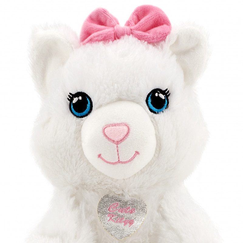 Плюшено коте със сини очи, бяло, 30 см