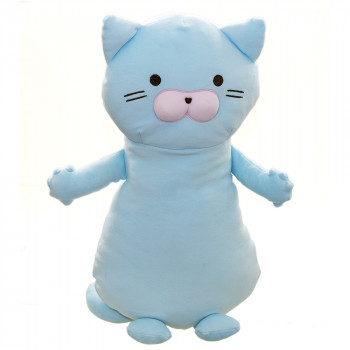 Плюшено коте възглавничка в синьо