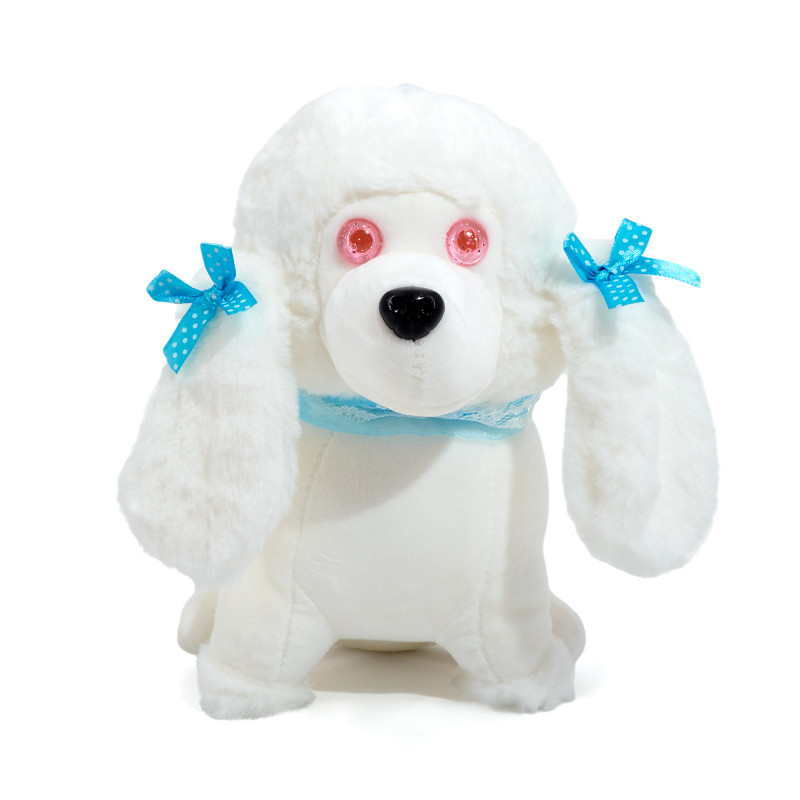 Плюшено куче пудел в бяло