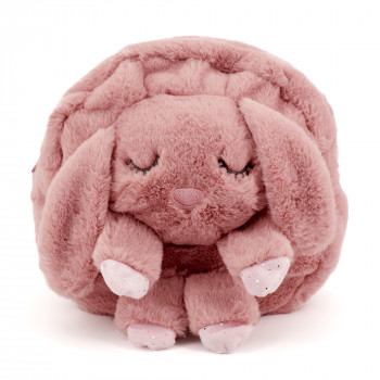 Плюшена раничка със зайче, розова, 28 см