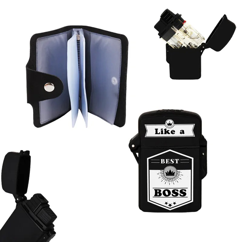 Подаръчен комплект - BOSS с органайзер за документи и запалка