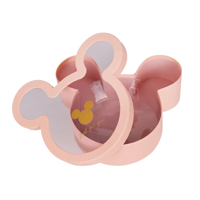 Подаръчна кутия с прозрачен капак в розово