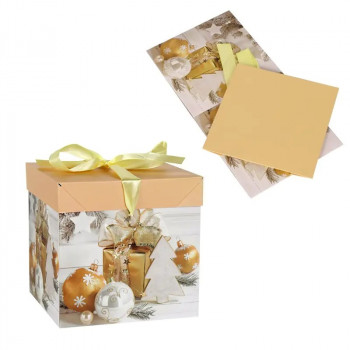 Подаръчна кутия за Коледа в жълто