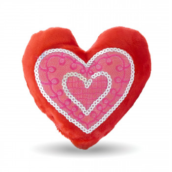 Плюшено сърце със звук и пайети, 15 см