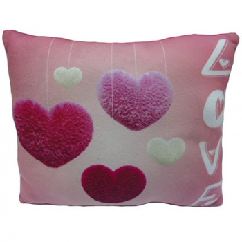 Възглавничка за влюбени LOVE, розова, 33 см