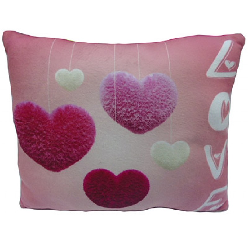 Възглавничка за влюбени LOVE, розова, 33 см