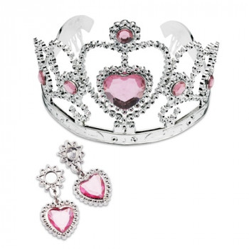 Детски комплект - Корона и обици в кутия