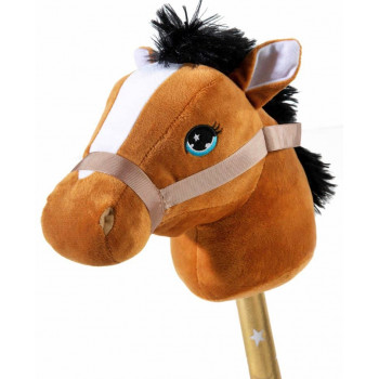 Дървено конче на пръчка, кафяво, 75 см