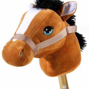 Дървено конче на пръчка, кафяво, 75 см