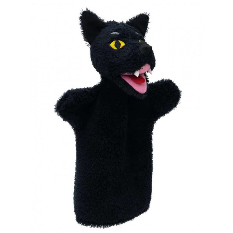 Кукла за театър Добрият вълк, черен, 28 см.