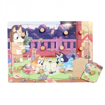 Дървен пъзел с дръжки Блуи, 12 части