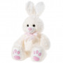 Плюшено зайче с розова панделка, бежово, 50 см