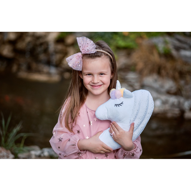 Плюшена възглавничка еднорог, бяла, 32 см